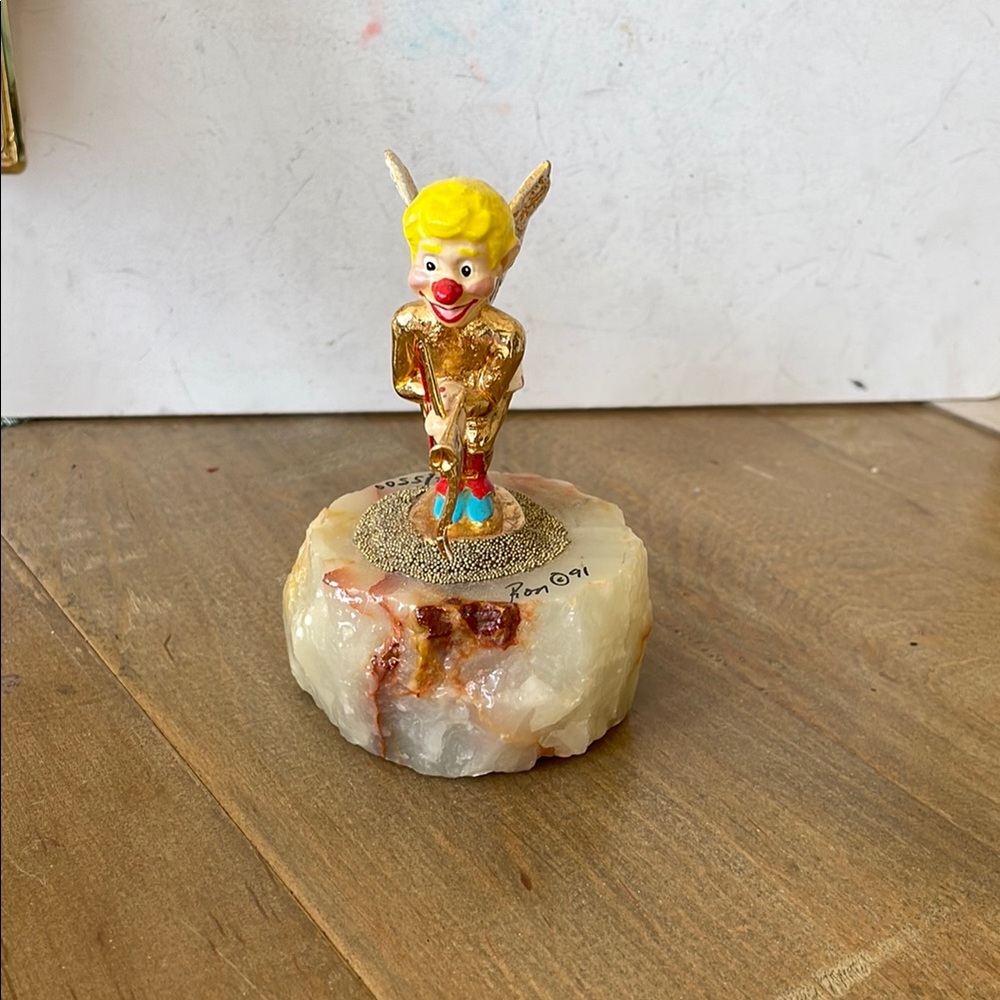 Gold and Blue Accent Decor Figurine with Unique Design